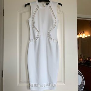Sexy Form-Fitting Cutout Off-White Dress